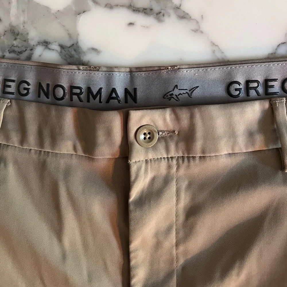 Mens Greg Norman Khaki Golf Shorts